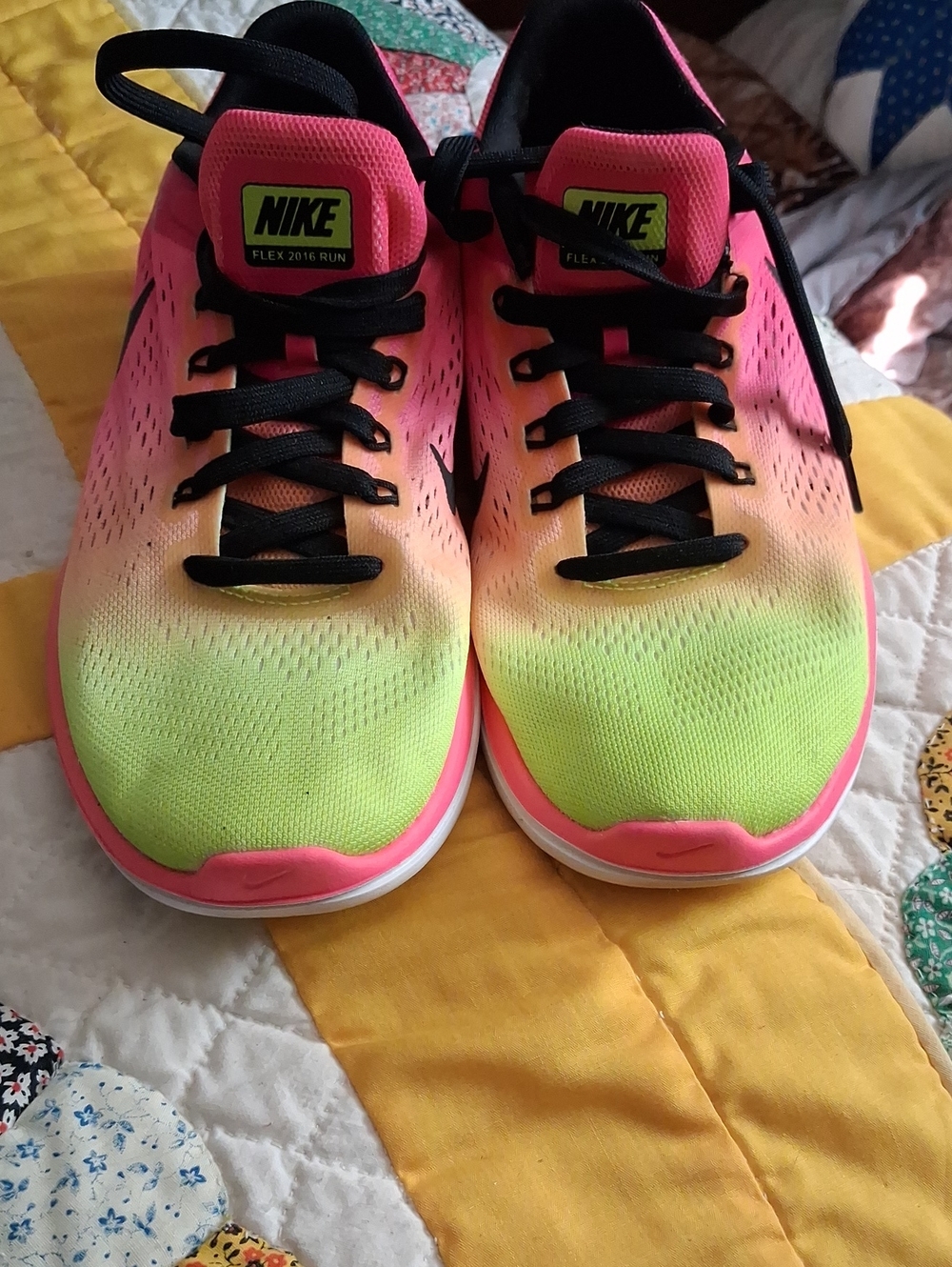 Nike Women's Pink to Neon Green Gradient Running Shoes